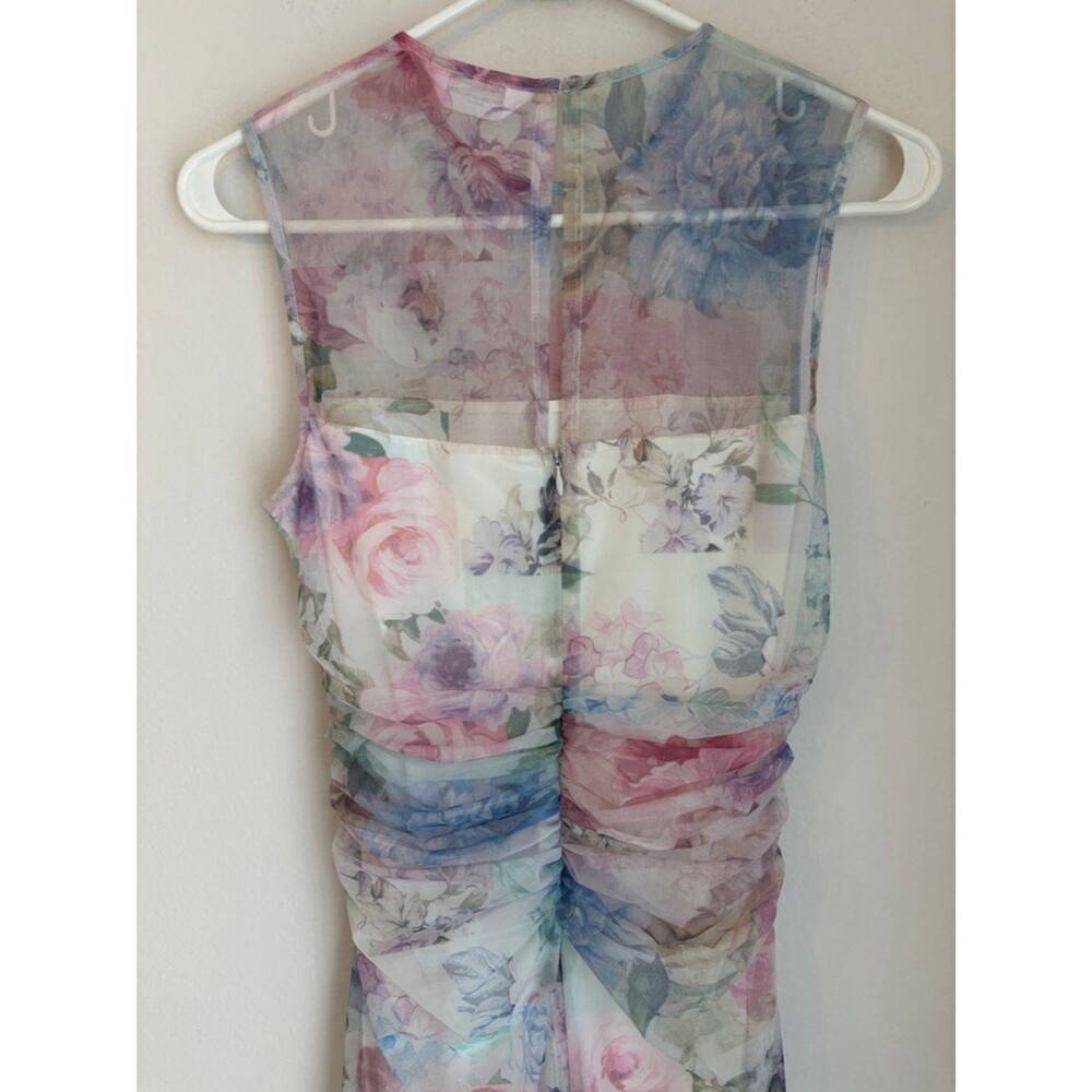 Amanda Uprichard Lyle Sheer Floral Midi rouged pastel Dress Womens MD bridal EUC - Picture 12 of 16